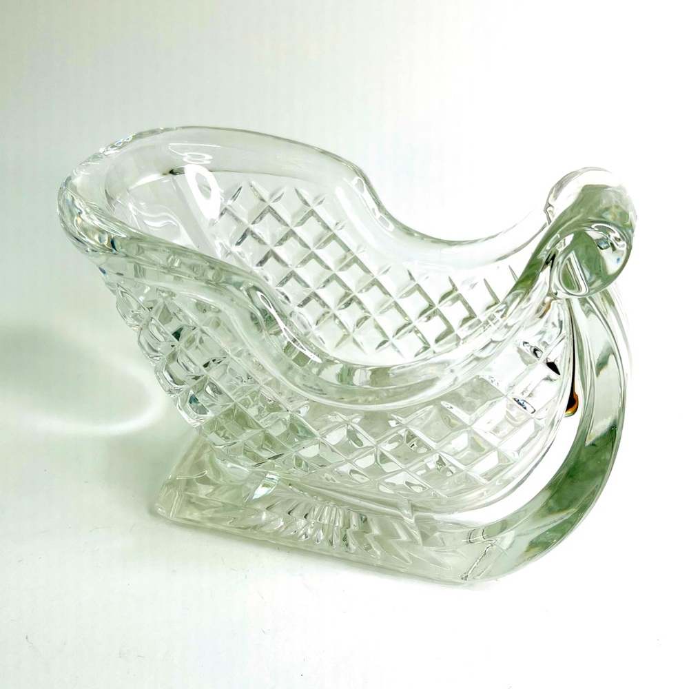 Crystal Sleigh Vase Candy Dish Centerpiece 24% Lead Crystal Glass 7”x 4.5"x 4.5”